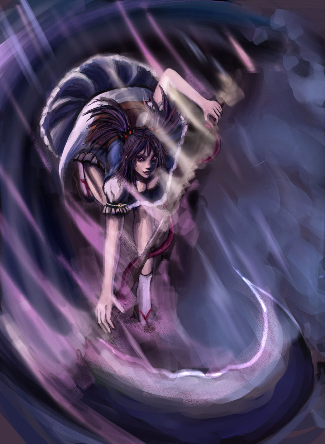 bccp, onozuka komachi, touhou, highres, md5 mismatch, resolution mismatch, source larger, 1girl, female focus, scythe, solo