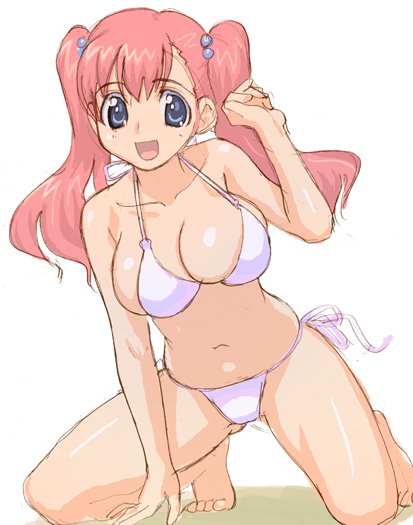 hirose (mokiki), hinata natsumi, keroro gunsou, tagme, bikini, blue eyes, breasts, large breasts, pink hair, swimsuit, twintails