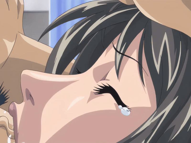 harada eri, oshima takeshi, bible black, bible black new testament, shin bible black, animated, animated gif, tagme, 00s, 1boy, 1girl, 2004, brown hair, closed eyes, crying, fellatio, grabbing another's hair, hetero, holding another's hair, irrumatio, lipstick, makeup, nurse, oral, uncensored