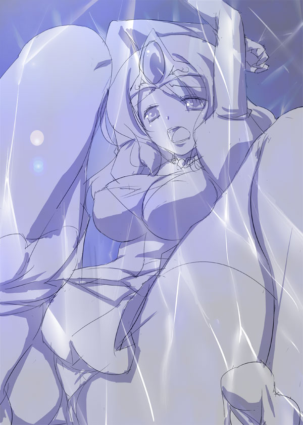 47agdragon, original, 1girl, female focus, monochrome, sketch, solo, thighhighs