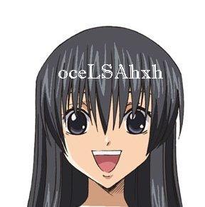lowres, non-web source, 1girl, black eyes, black hair, female focus, happy, long hair, portrait, simple background, smile, solo, text focus, watermark, white background