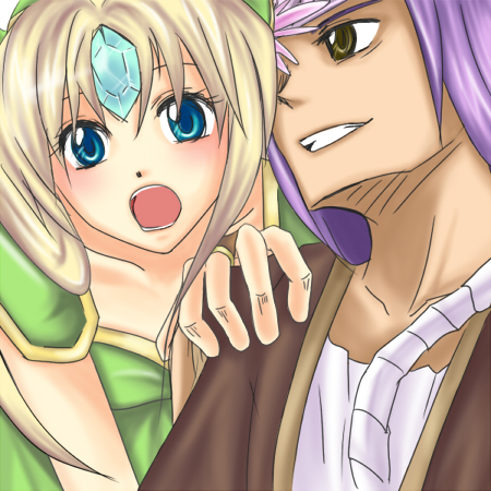 booster517, hawkeye (seiken densetsu 3), riesz, seiken densetsu, seiken densetsu 3, lowres, blonde hair, blue eyes, blush, open mouth