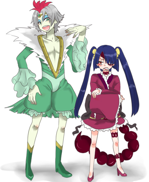 siroringo, adiane, cytomander, tengen toppa gurren lagann, bad id, bad pixiv id, 00s, 1boy, 1girl, aged down, blue hair, child, eyepatch, tail, tattoo, twintails
