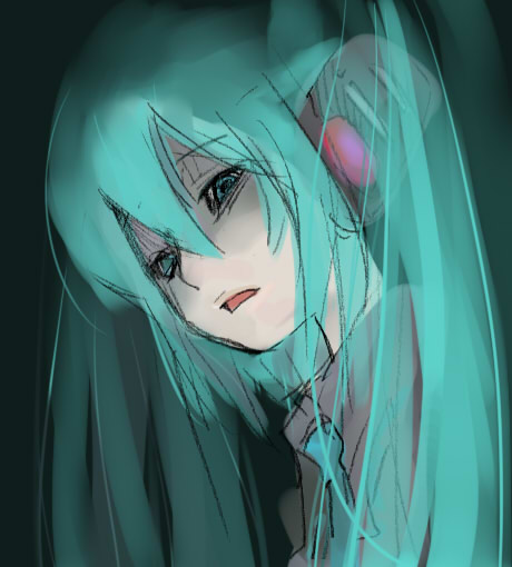 kintaro, hatsune miku, vocaloid, bad id, bad pixiv id, tagme, green eyes, green hair, solo