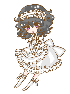 pantera, lowres, black hair, dress, lolita fashion, purple eyes, simple background