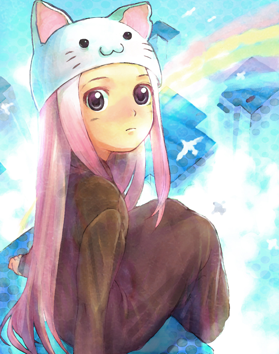 hirokiku, megurine luka, megurine luka (toeto), toeto (vocaloid), vocaloid, bad id, bad pixiv id, highres, animal hat, cat hat, hat, long hair, solo, very long hair