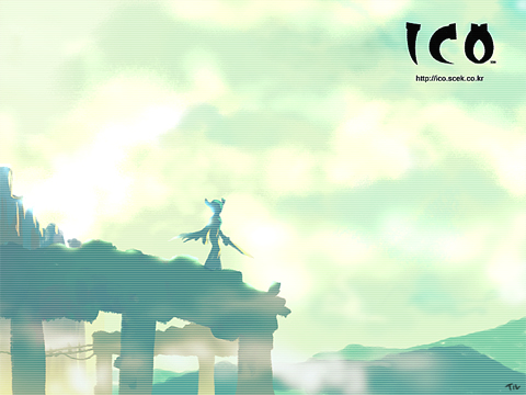 tiv, ico, archived source, commentary request, korean commentary, lowres, artist name, bridge, cloud, copyright name, copyright notice, english text, green sky, green theme, landscape, mountain, outdoors, scenery, signature, silhouette, sky, statue, watermark, web address, wooden bridge