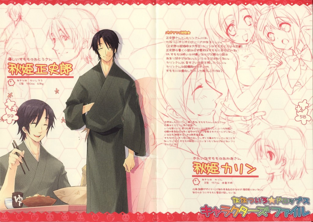 akihime seishirou, nanatsuiro drops, tagme, 00s, akihime karin, chopsticks, food, japanese clothes, male focus, smile