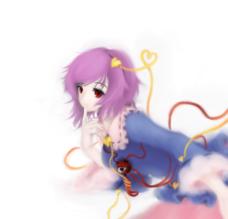 akaen pitsu, berugamottotto, komeiji satori, touhou, 1girl, female focus, hairband, heart, pink hair, red eyes, solo