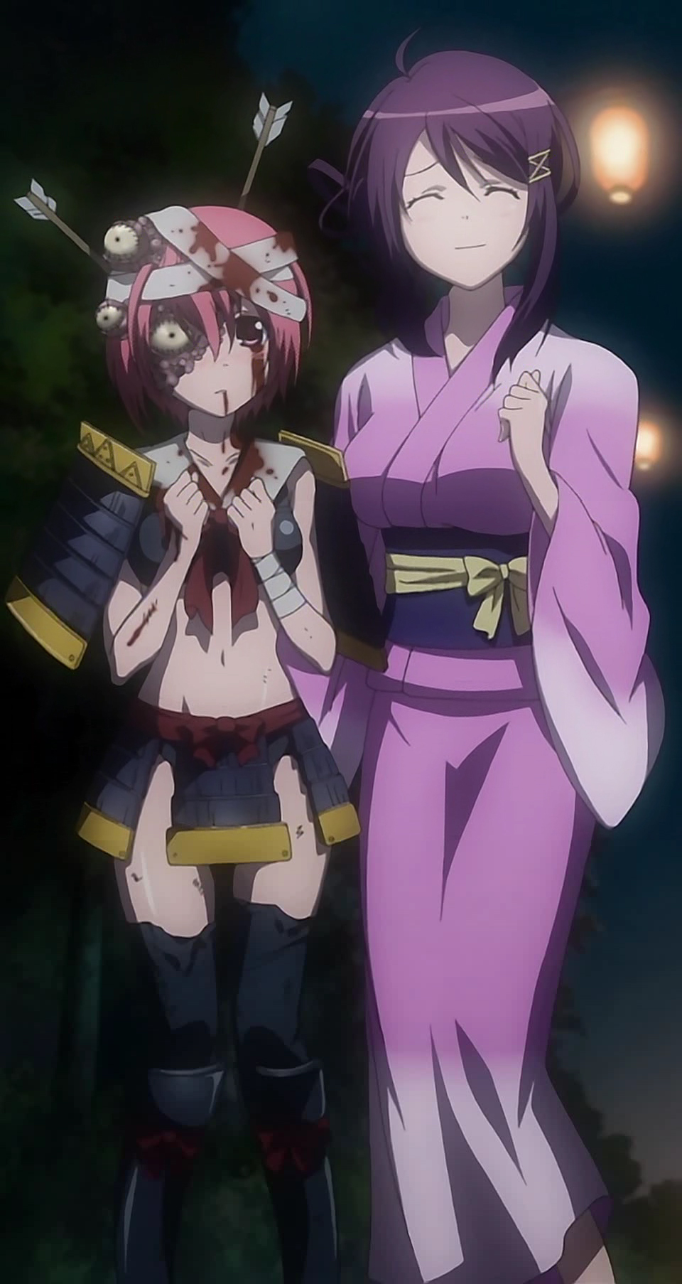 ikaruga ibuki, tsubame tsubasa, asu no yoichi, anime screenshot, highres, stitched, third-party edit, 00s, 2girls, multiple girls, pink hair, purple hair