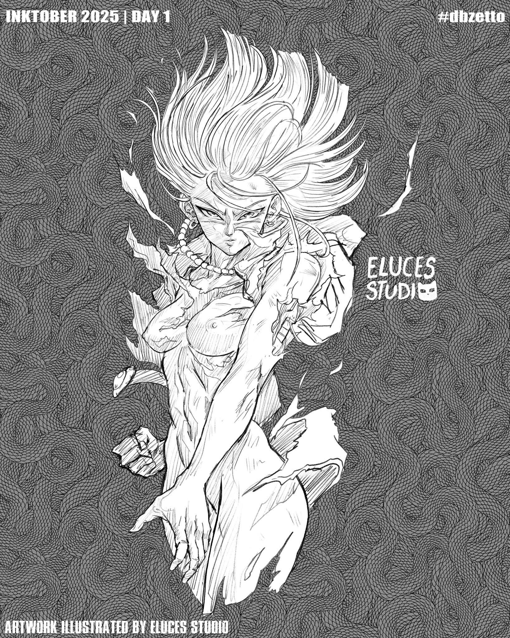 elucestudio, android 18, dragon ball, dragonball z, highres, 1girl, breasts, jewelry, necklace, pearl necklace, torn clothes