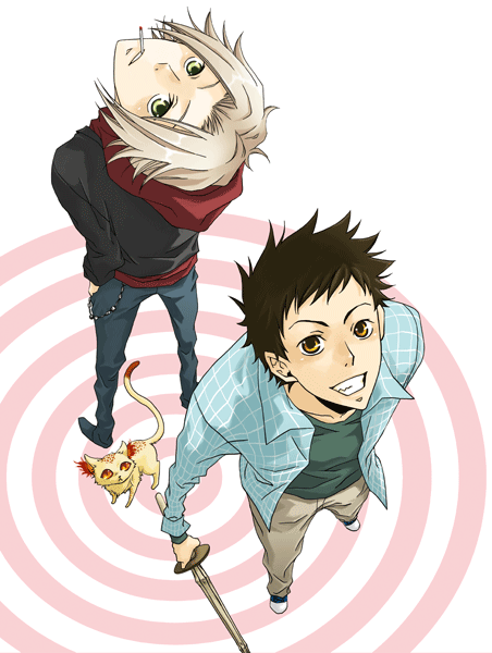 uri (uri22twi), gokudera hayato, yamamoto takeshi, katekyo hitman reborn!, silver hair, 00s, 2boys, 8059, black hair, cat, cigarette, couple, green eyes, male focus, multiple boys, orange eyes, short hair, smile, yaoi, yellow eyes
