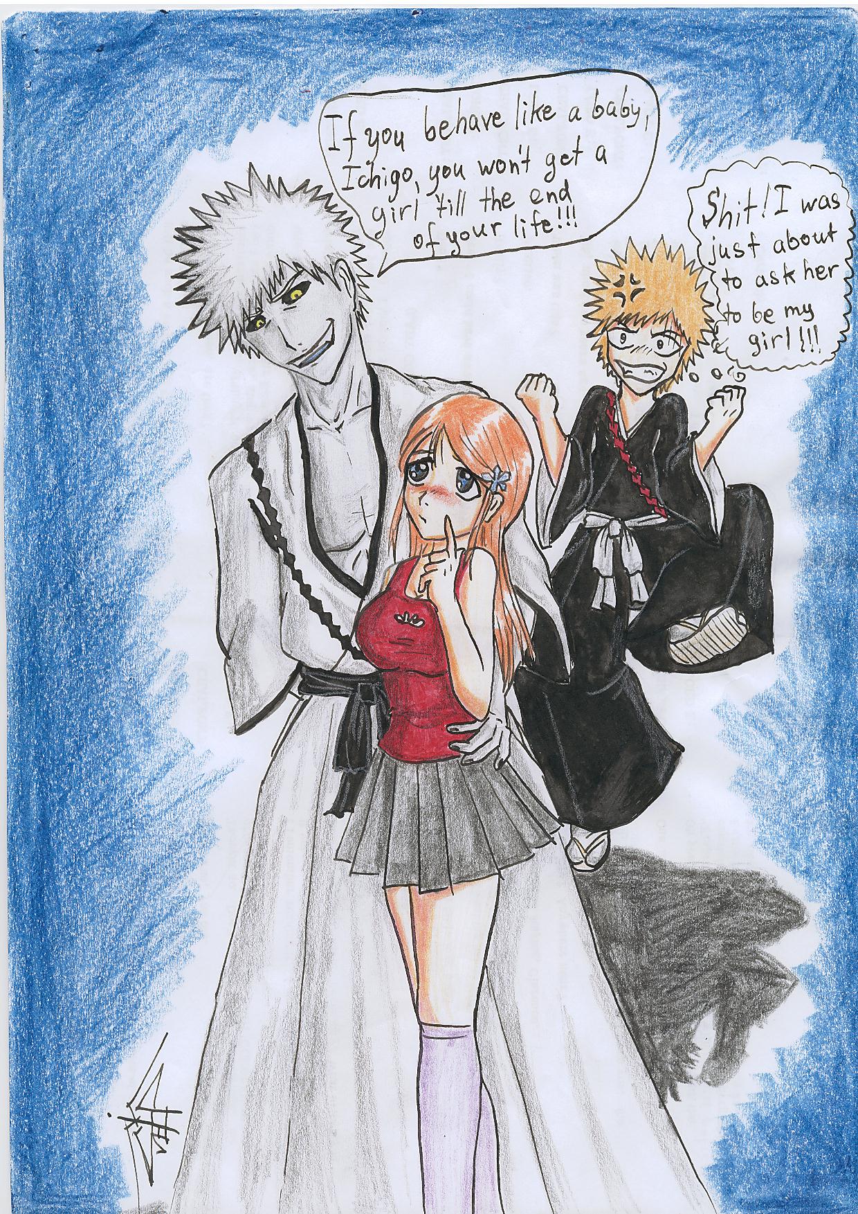 inoue orihime, kurosaki ichigo, bleach, highres, tagme
