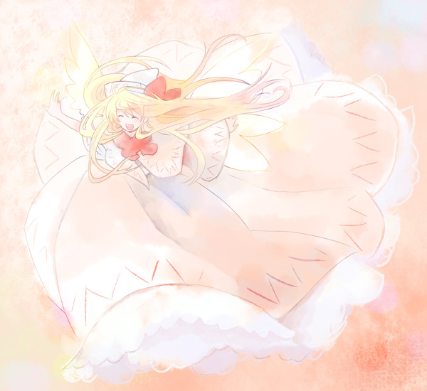 kintaro, lily white, touhou, 1girl, blonde hair, female focus, hat, long hair, solo
