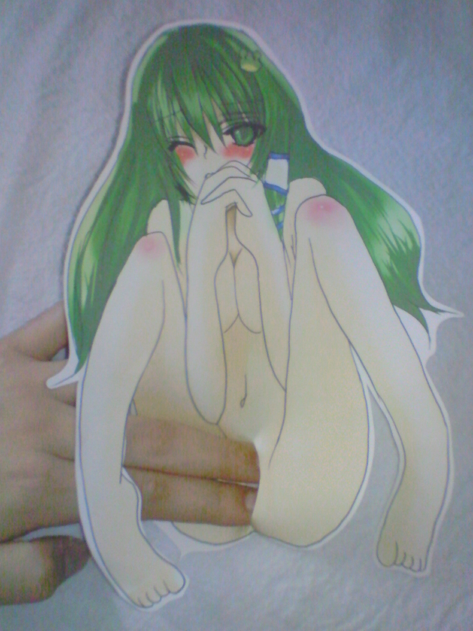 nemiminimimizu, kochiya sanae, touhou, bad id, bad pixiv id, highres, papercraft (medium), unconventional media, 1girl, blush, female focus, fingering, paper child, solo focus, uncensored