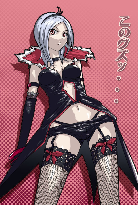 sakebuotoko, eas (fresh precure!), higashi setsuna, fresh precure!, precure, black neckwear, silver hair, bad id, bad pixiv id, 00s, 1girl, black shorts, choker, elbow gloves, female focus, fishnet thighhighs, fishnets, garter belt, gloves, lace, lowleg, navel, short hair, shorts, solo, thighhighs