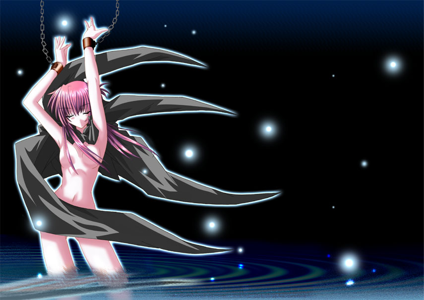 chikage (sister princess), sister princess, 00s, chain, cloak, cuffs, purple hair