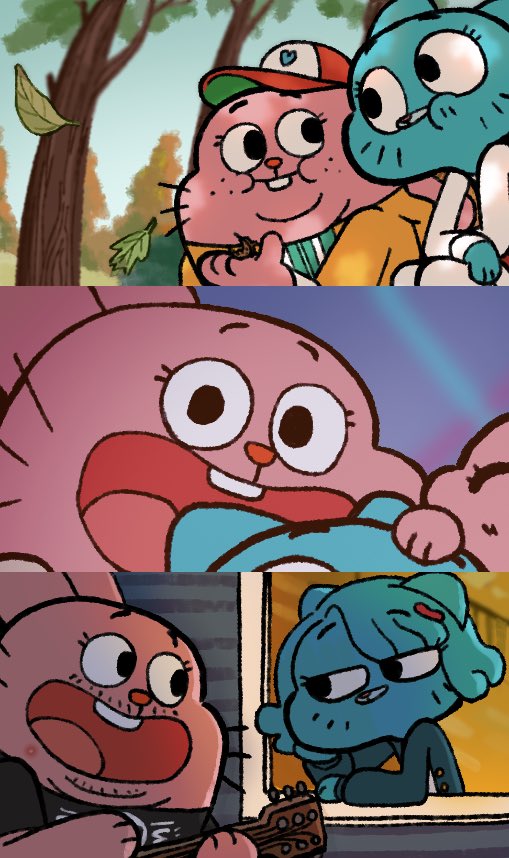 gumball watterson, nicole watterson, richard watterson, cartoon network, father and child, non-web source, 1girl, 2boys, cat, family, father and son, husband and wife, mother and son, multiple boys, picture frame, rabbit, window