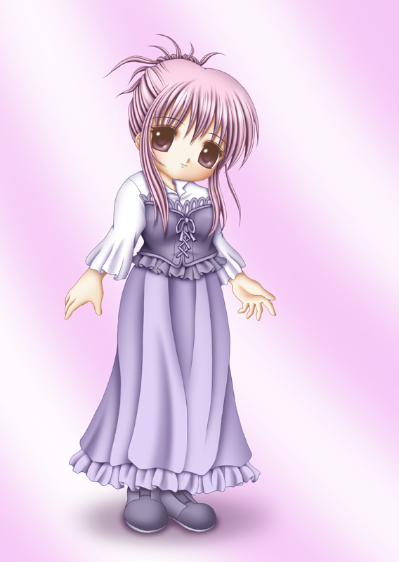 chikage (sister princess), sister princess, 00s, chibi, dress, purple hair