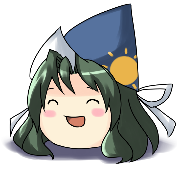 reon (saikyou), mima (touhou), touhou, touhou (pc-98), bad id, bad pixiv id, 1girl, ^ ^, bow, closed eyes, female focus, green hair, happy, hat, solo, white background, wizard hat, yukkuri shiteitte ne