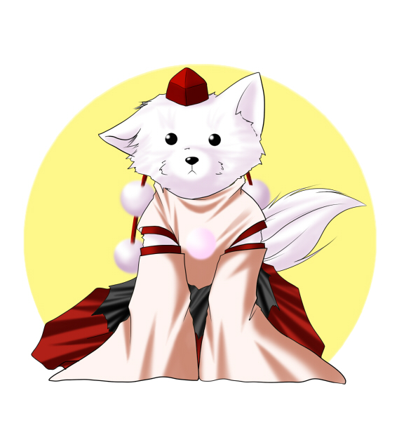 chitose (pixiv), kagura chitose, inubashiri momiji, inubashiri momiji (wolf), touhou, 1girl, detached sleeves, dog, female focus, hat, solo, tokin hat, wolf ears