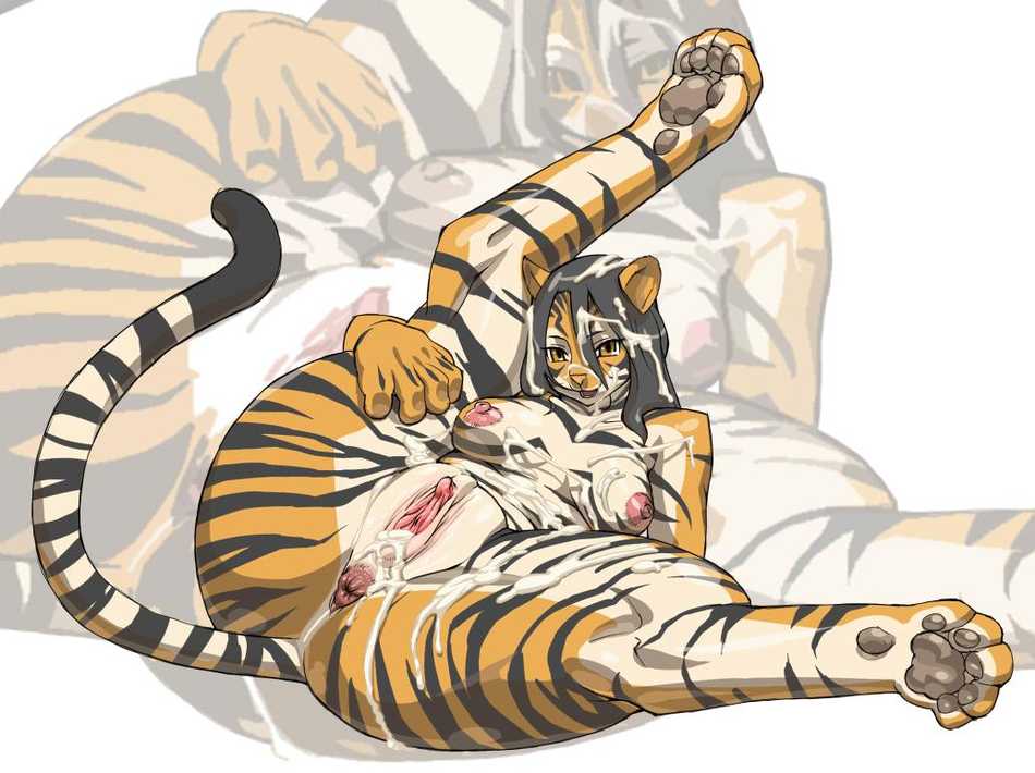 nezunezu, 1girl, animal ears, animal hands, anus, barefoot, breasts, clitoris, cum, feet, female focus, furry, furry female, nipples, nude, pussy, soles, solo, spread legs, tail, tiger, toes, yellow eyes