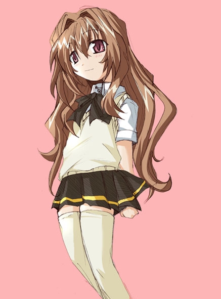 morino ichigo, onegai teacher, non-web source, 00s, brown hair, long hair, red eyes, school uniform, solo, thighhighs