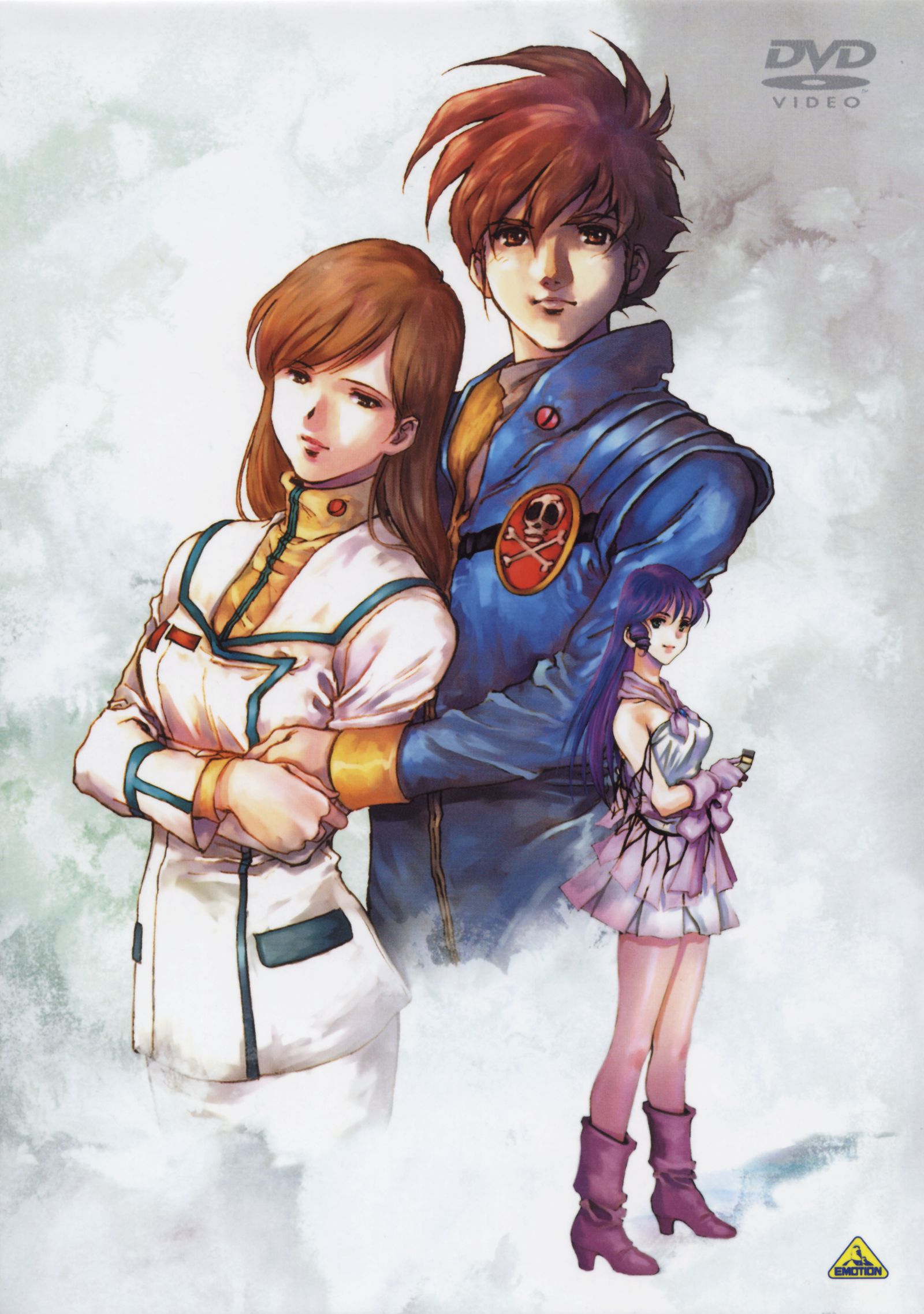 mikimoto haruhiko, hayase misa, ichijou hikaru, lynn minmay, choujikuu yousai macross, macross, macross: do you remember love?, 1980s (style), highres, official art, 1boy, 2girls, boots, jumpsuit, military, military uniform, multiple girls, oldschool, pink boots, retro artstyle