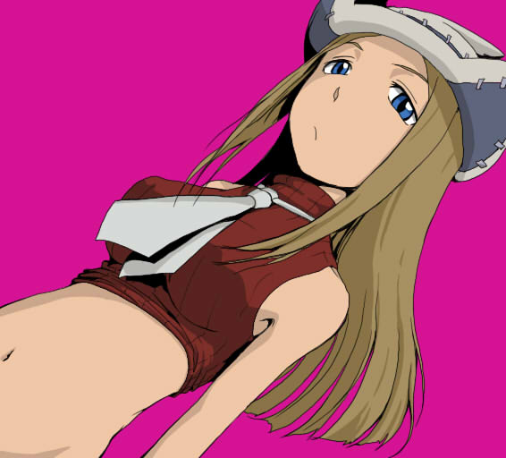 elizabeth thompson, soul eater, 00s, blue eyes, midriff, necktie, sleeveless, sleeveless turtleneck, solo, turtleneck