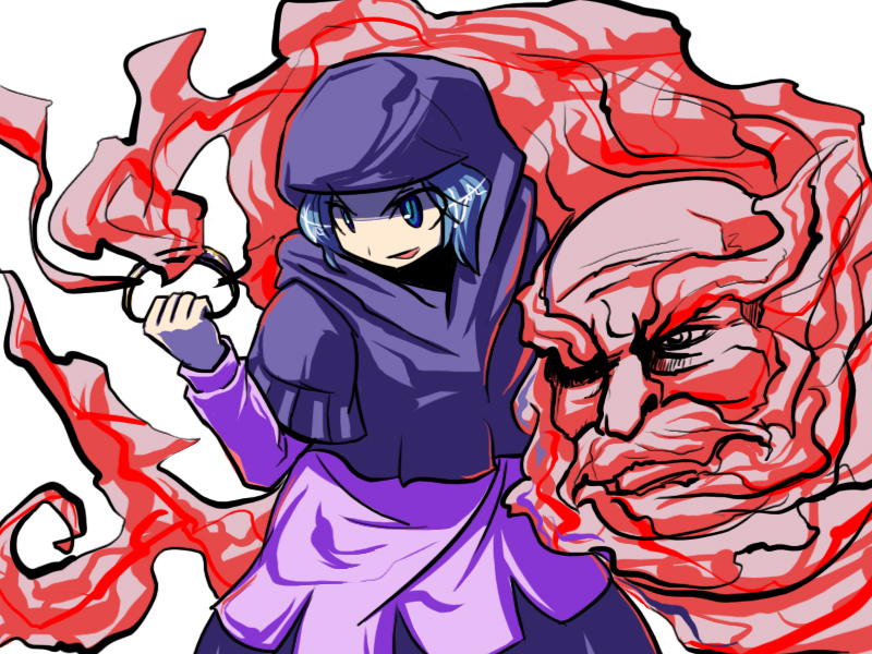hakika, kumoi ichirin, unzan, touhou, bad id, bad pixiv id, blue eyes, blue hair, hood