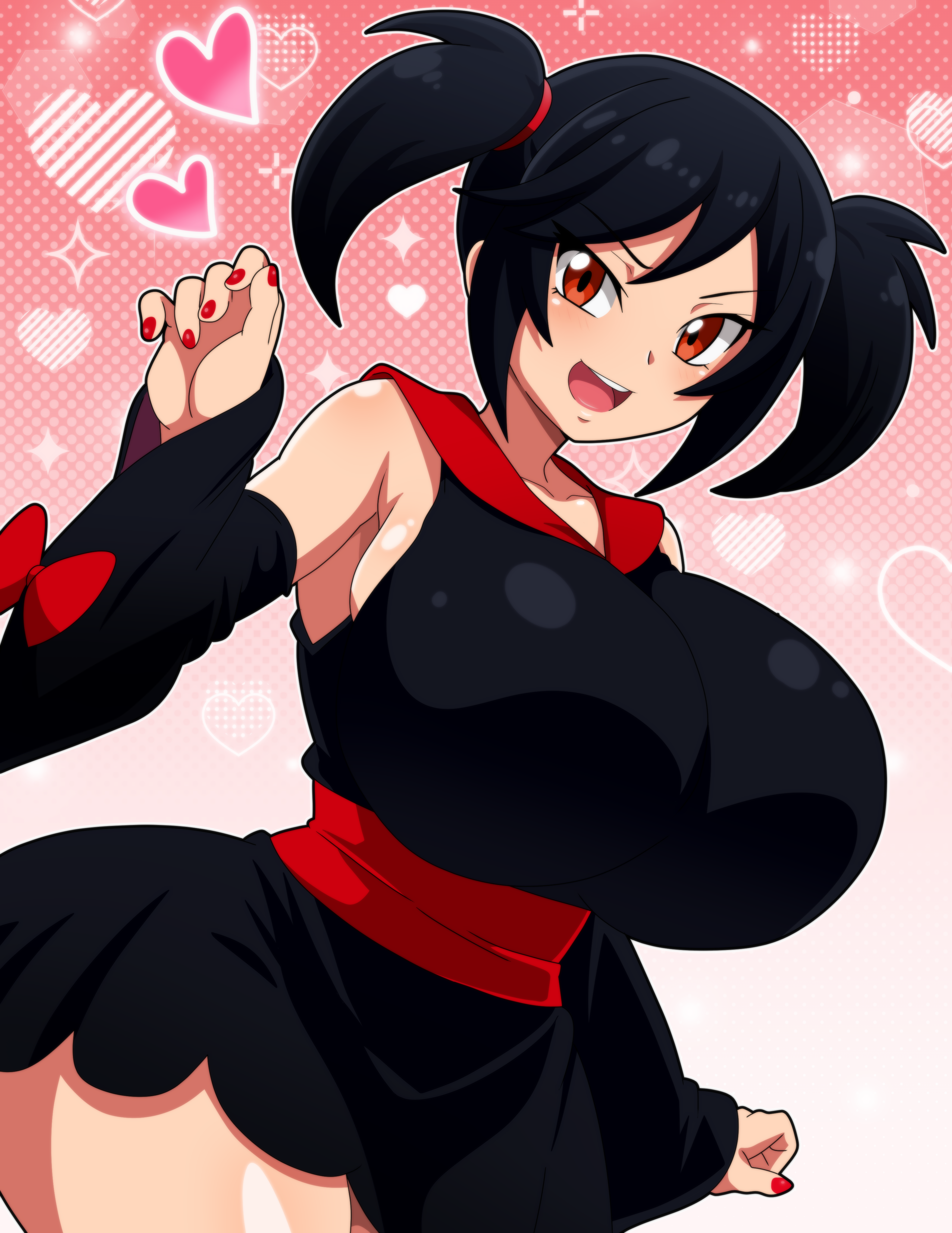 hitokiwa kenchin, furisode girl (pokemon), furisode girl kali, nintendo, pokemon, pokemon xy, absurdres, highres, 1girl, breasts, huge breasts, solo
