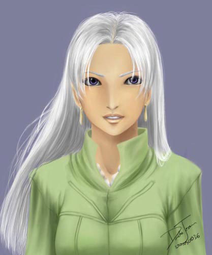 chris lightfellow, gensou suikoden, gensou suikoden iii, silver hair, lowres, long hair, purple eyes, realistic, solo