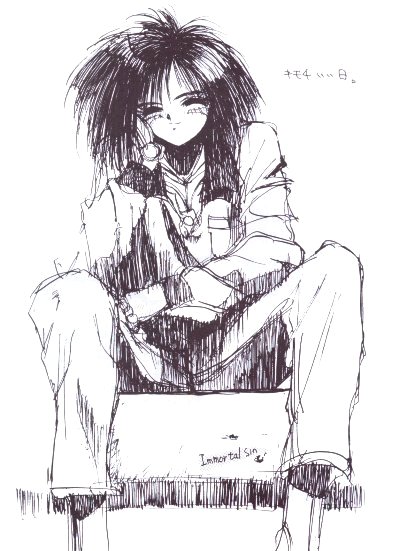 alita, battle angel alita, tagme, 1990s (style), monochrome