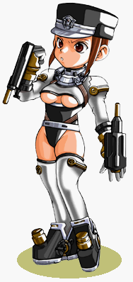 gouketsuji oume, solis r8000, atlus, gouketsuji ichizoku, groove on fight, lowres, official art, 1girl, breasts, chibi, female focus, full body, solo