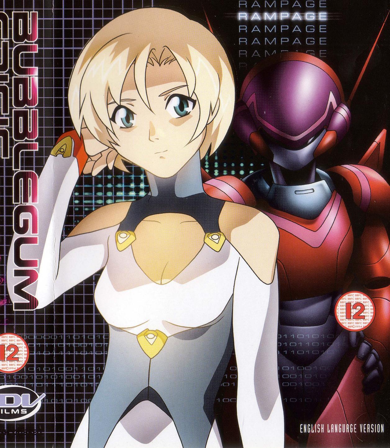 yamada masaki, nene romanova, bubblegum crisis 2040, highres, tagme, 1990s (style), blonde hair, cover, green eyes, skin tight