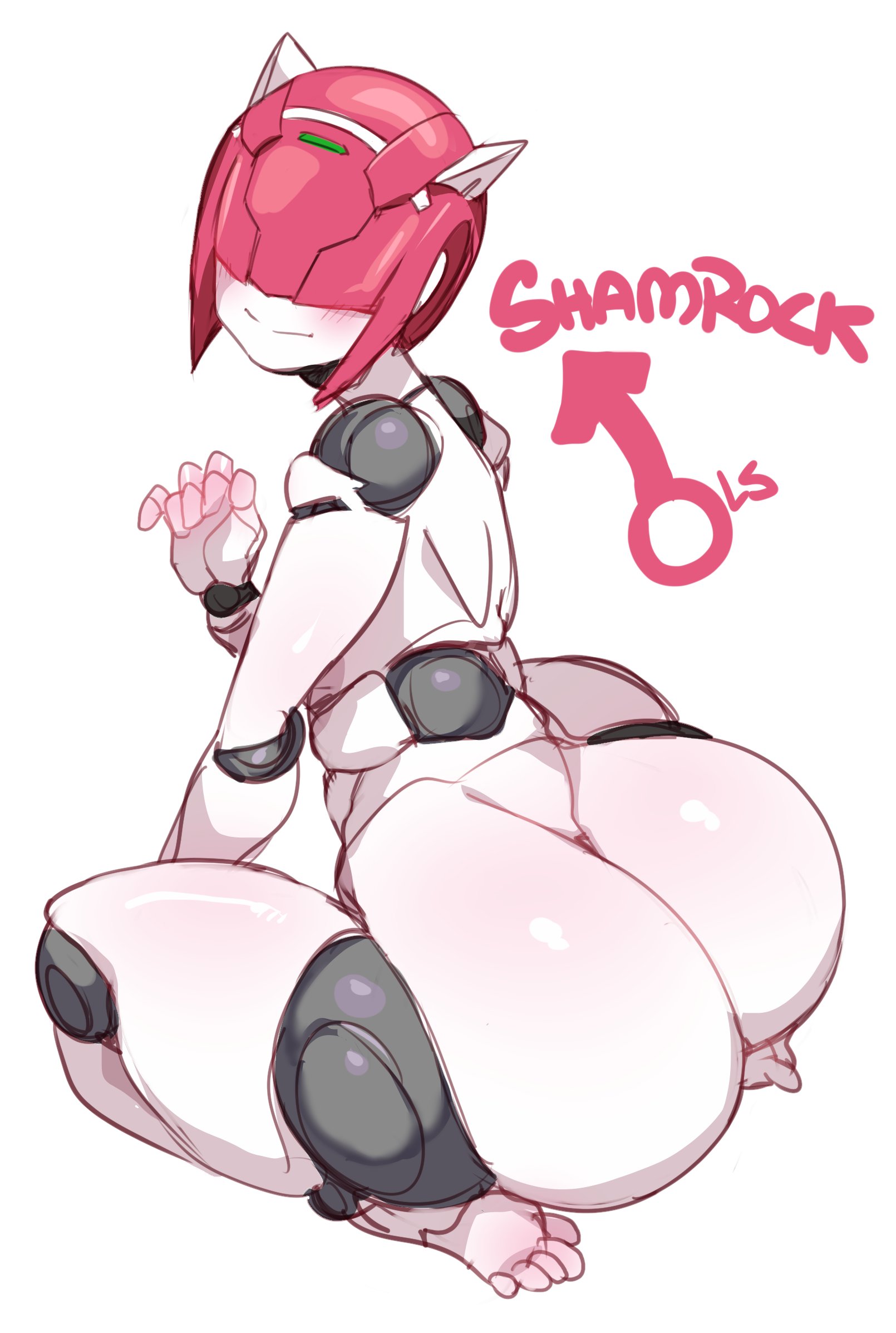 lightsource, shamrock (polynian), robot neoanthropinae polynian, highres, 1boy, android, ass, male focus, robot, trap