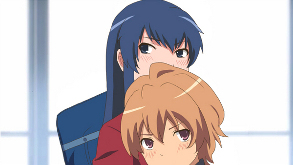 aisaka taiga, takasu ryuuji, toradora!, 00s, 1boy, 1girl, blue eyes, blue hair, blush, brown eyes, brown hair, genderswap, genderswap (ftm), genderswap (mtf)