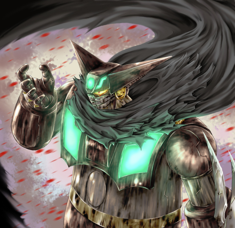 kuore, black getter, getter robo, shin getter robo, toei company, bad id, bad pixiv id, cape, getter rays, mecha, mecha focus, robot, super robot