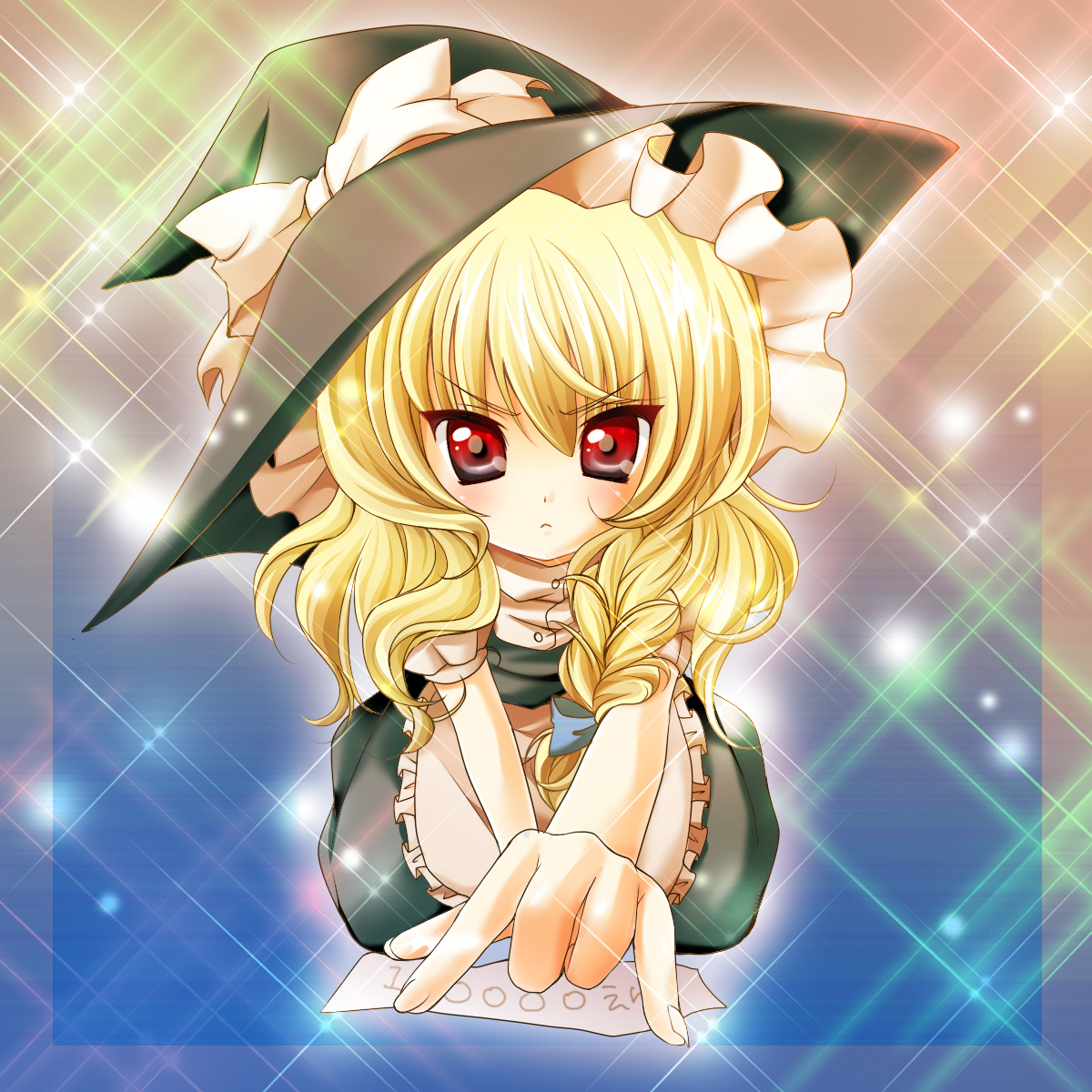 kino konomi, konomi (kino konomi), kirisame marisa, team shanghai alice, touhou, bad id, bad pixiv id, highres, 1girl, blonde hair, female focus, hat, red eyes, solo, witch, witch hat
