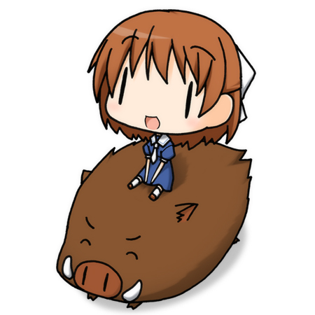 kohinata sora, botan (clannad), okazaki ushio, clannad, bad id, bad pixiv id, lowres, 00s, boar, brown hair, chibi, riding, school uniform, short hair, | |