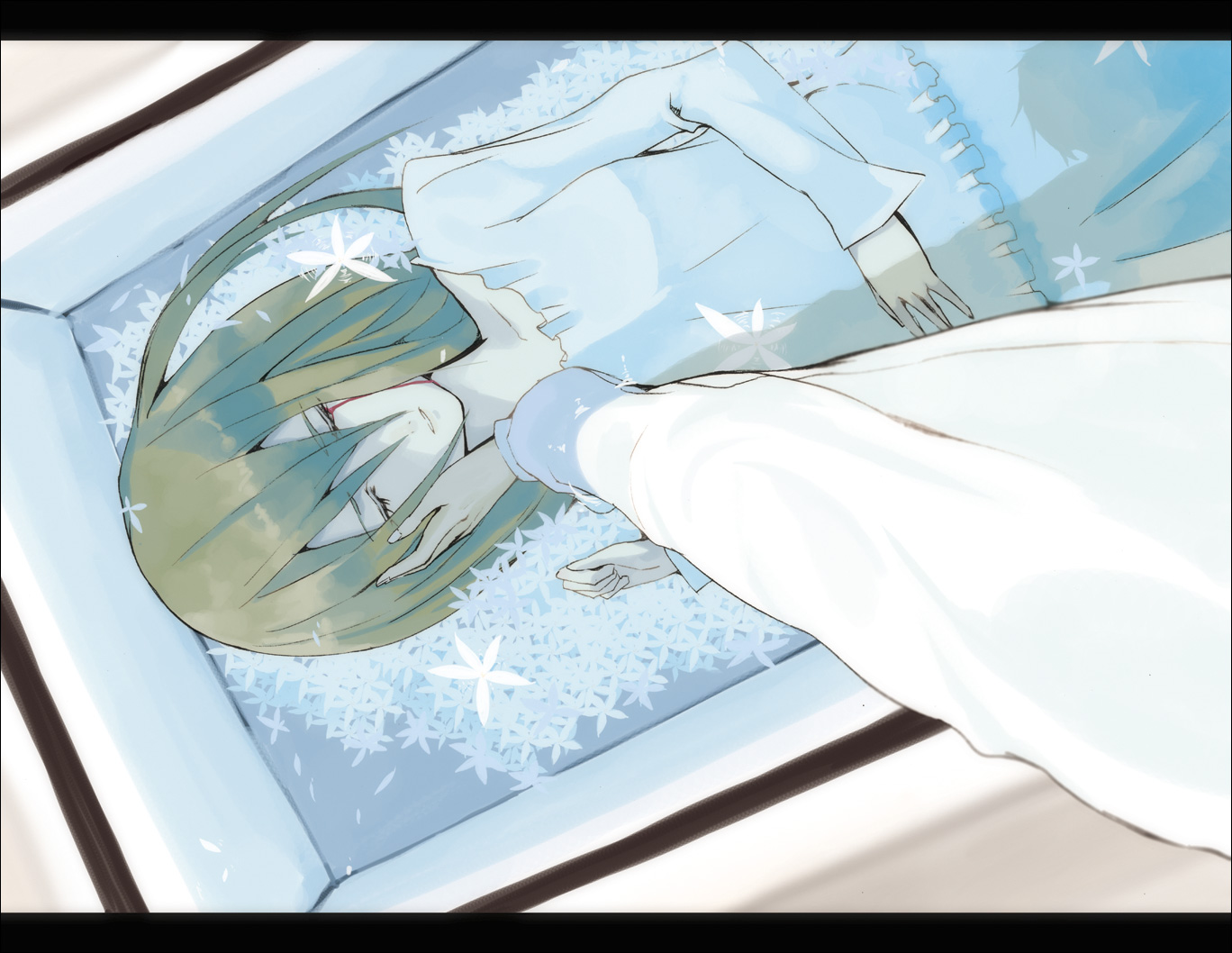 hrd, bad id, bad pixiv id, 1girl, blush, death, letterboxed, long hair, pov, solo focus, tears, water