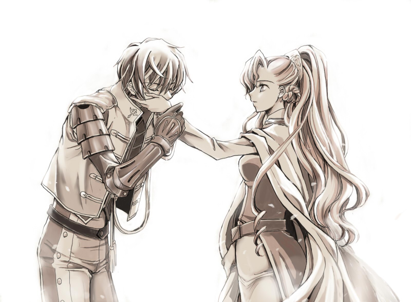 pesu, euphemia li britannia, kururugi suzaku, code geass, code geass: nightmare of nunnally, nightmare of nunnally, 00s, 1boy, 1girl, armor, brown hair, formal clothes, knight, long hair, pink hair