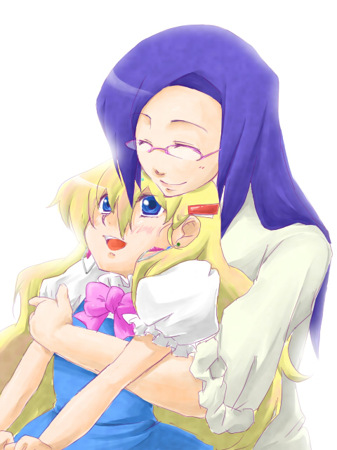 grace o'connor, sheryl nome, macross, macross frontier, 00s, aged down, blonde hair, blue eyes, blue hair, child, happy