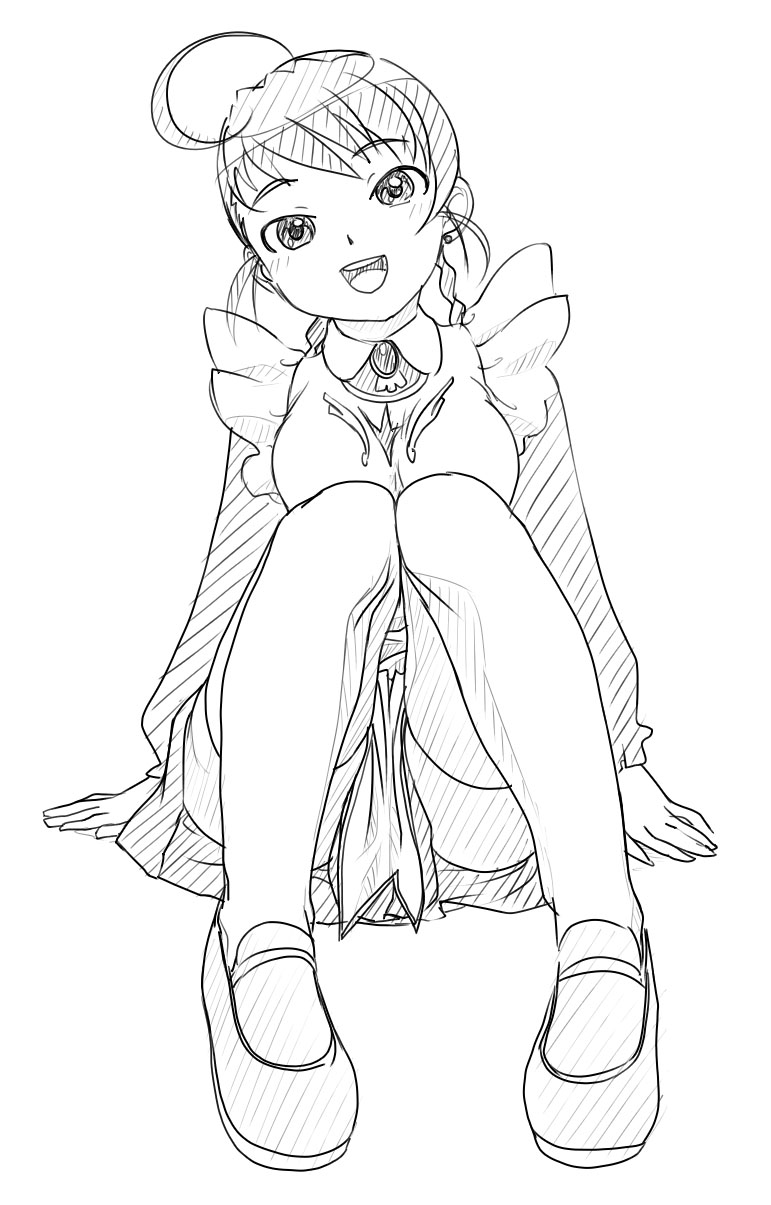 calpara, arika yumemiya, my-otome, highres, 00s, ahoge, braid, greyscale, monochrome, sitting, solo, thighhighs