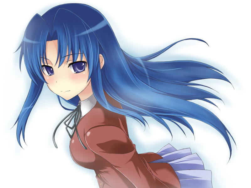 aquamu, kawashima ami, toradora!, game cg, 00s, 1girl, blue eyes, blue hair, female focus, long hair, matching hair/eyes, school uniform, skirt, solo