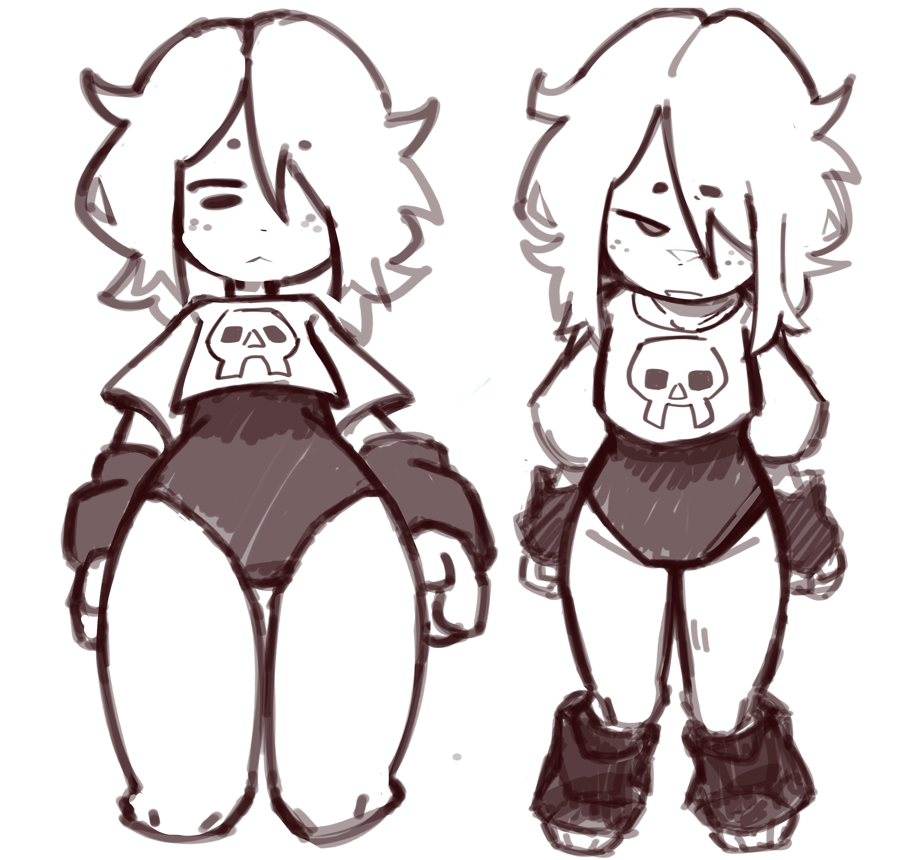 original, absurdres, highres, 1girl, blush, closed eyes, cropped legs, deformed, gym uniform, kuiper809, monochrome, name tag, school swimsuit, short hair, swimsuit
