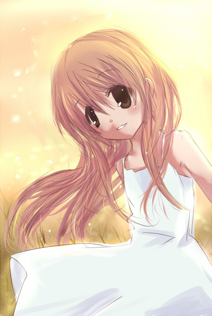yutori, girl from the illusionary world, clannad, bad id, bad pixiv id, 00s, brown eyes, brown hair, dress, long hair, solo