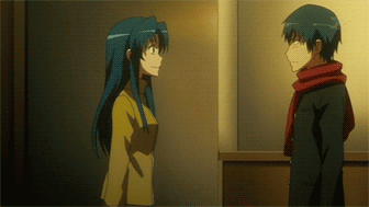 kawashima ami, takasu ryuuji, toradora!, animated, animated gif, anime screenshot, lowres, non-web source, 00s, blue hair, feet, kicking, long hair