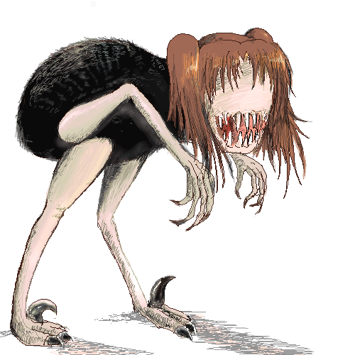 seirei, seirei (mimi toka), manambulus perhorridus, yumizuka satsuki, after man, futaba channel, nijiura, tsukihime, derivative work, lowres, 00s, brown hair, claws, creepy, horror (theme), monster, no eyes, no humans, oekaki, simple background, solo, teeth, what, white background