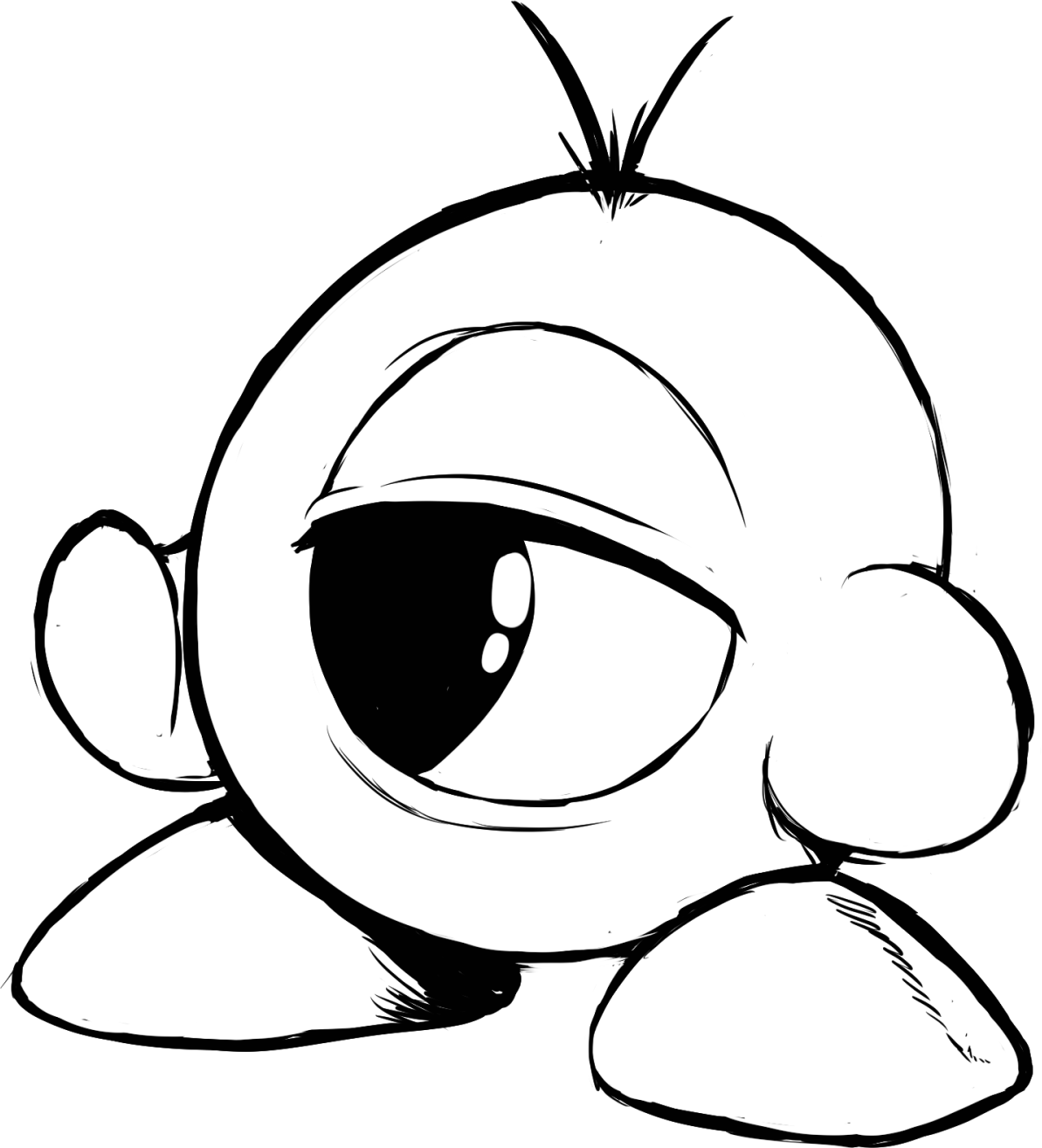 teevo, waddle doo, kirby (series), nintendo, half-closed eyes, one-eyed, sketch